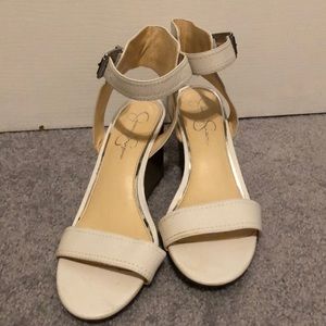 Jessica Simpson white wedge sandals